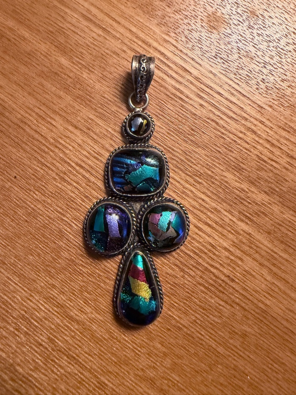 Multi-Color Dichroic Glass Pendant - Women Jewelry 925 sterling silver